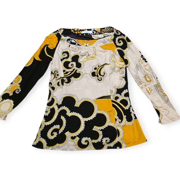 Emilio Pucci 100% Silk 3/4 Sleeve Paisley Print Blouse - Picture 1 of 6